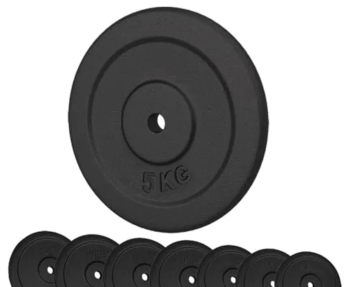 G5 HT Sport Hantelscheiben aus Gusseisen Ø 25 mm für Fitnessstudio und Home Gym von 0,5 bis 20 kg für Hanteln und Langhanteln (1 x 5 kg)…