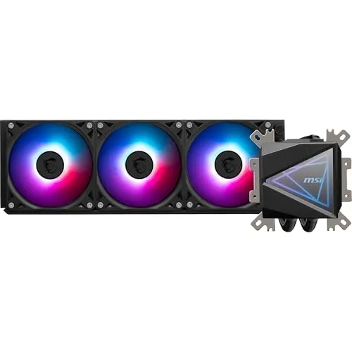 MSI MAG CORELIQUID I360 AIO CPU Wasserkühlung - Vergrößerte Kupferkühlplatte, ARGB Lüfter, Zweikammer-Wasserblock, ideal für effiziente Kühlung und beeindruckende RGB-Optik