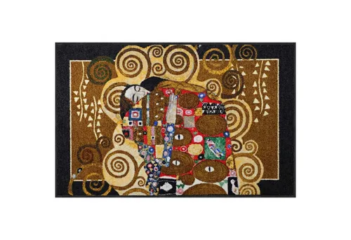 Salonloewe Gustav Klimt - Die Erfüllung Melange Läufer 75 x 120 cm - Tür- & Bodenmatten, stilvolle Sauberlaufmatte mit modernem Klimt-Muster, ideal für drinnen und draußen, waschmaschinengeeignet für einfache Pflege.