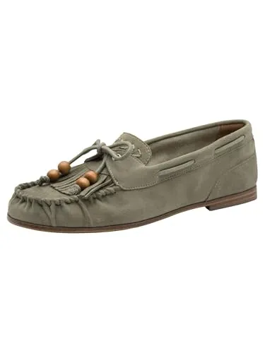 Tamaris Damen Moccassin flach Leder, grün, 39 EU - Stylischer und bequemer Moccassin für den Alltag und Freizeit. Das hochwertige Leder sorgt für ein angenehmes Tragegefühl, während das zeitlose Design vielseitige Kombinationsmöglichkeiten bietet. Perfekt für modebewusste Frauen.