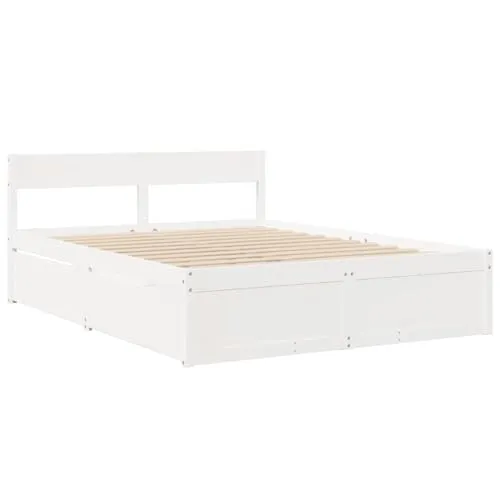 vidaXL Massivholzbett mit Schubladen 160x200cm - Modernes Bettgestell aus robustem Kiefernholz, inklusive praktischen Schubladen für zusätzlichen Stauraum und einem komfortablen Kopfteil – ideal für dein Schlafzimmer!