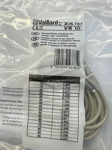 Vaillant 306787 Standardfühler VR 10 - für Calor Matic 630 und Auro Matic 620, stilvolles und ergonomisches Design für optimale Heizungssteuerung