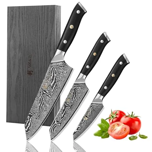 Wakoli Nitoko 3er Kiritsuke Damastmesser-Set