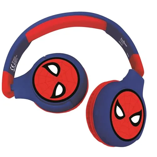 SPIDER-MAN 2-in-1-Bluetooth-Kopfhörer für Kinder - LEXIBOOK - Faltbare Kopfhörer mit Geräuschbegrenzung auf 85 dB für sicheren Musikgenuss. Ideal für Schule und Reisen, kompatibel mit Bluetooth und Kabel, für stundenlangen Hörspaß!