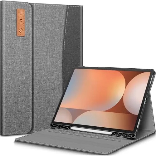 Fintie Hülle für Samsung Galaxy Tab S10+ Plus/S9 FE+ Plus/S9+ Plus 12.4 Zoll Tablet, Folio Schutzhülle mit Multi-Winkel Betrachtung, S Pen Halter und Dokumentenfach, Dunkelgrau
