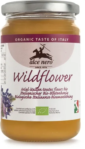 Alce Nero Italienischer -Blütenhonig 400 g, Wildblumenhonig, 400 g, Italien, 331 kcal, 1408 kJ, 83 g