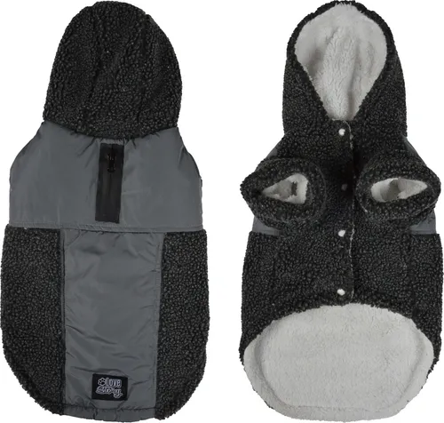Hunde Mantel Winterjacke Hundemantel Hundebekleidung Fleecejacke Jacke anthrazit, Größe:M