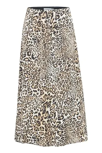 b.young BYICAT Damen A-Linie-Rock - Midirock mit elastischem Bund in Black Mix - Röcke für Damen, eleganter A-Linie-Rock aus nachhaltiger Baumwolle, angenehm weich und elastisch für besten Tragekomfort.