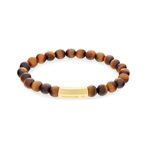 Tommy Hilfiger Armband 2790582 für Herren - Armschmuck aus natürlichem Tigerauge mit gelbgoldenem Verschluss, ideal für einen eleganten Look. Verleiht jedem Outfit einen Hauch von Luxus und fördert Vertrauen.