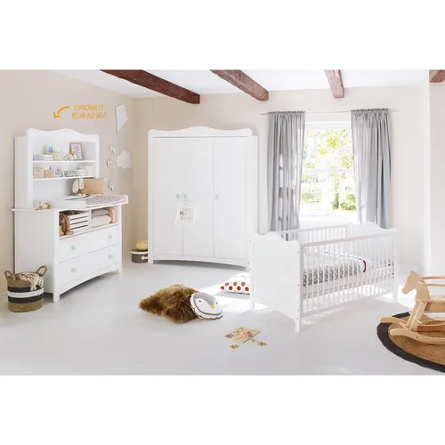 PINOLINO Kinderzimmer Florentina 4-teilig - Hochwertiges Möbelset für Babys und Kleinkinder, inklusive Kinderbett mit Lattenrost und Wickelkommode mit abnehmbarem Wickelaufsatz. Ideal für ein stilvolles Kinderzimmer!