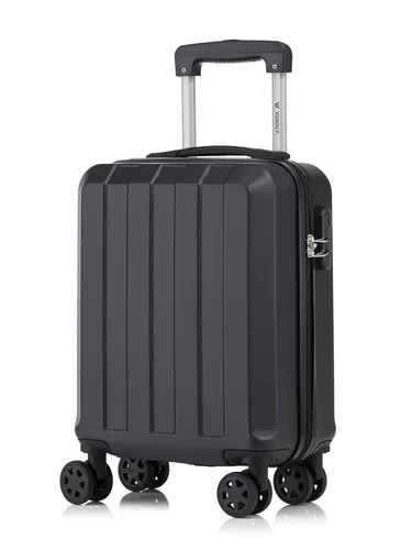 YONSLY Trolley Reisekoffer S, Schwarz - Hartschalen-Handgepäck mit 4 Rollen - Robuster Hartschalenreisekoffer für mühelose Mobilität dank 360°-Rollen. Integriertes Sicherheitsschloss schützt Ihre Gegenstände. Ideal für Reisen und den täglichen Gebrauch.