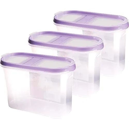 Bestgoodies Vorratsdosen mit Deckel (3er Pack - Lila) 1,4 Liter, Luftdicht Schüttdose BPA frei lebensmittelecht, Vorratsbehälter Set - Müslispender