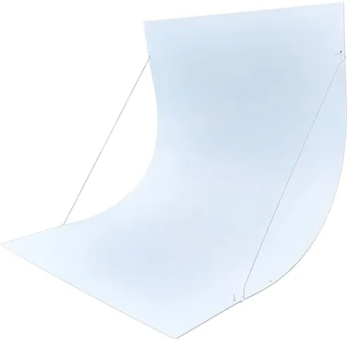 Aufstellbarer PVC-Fotohintergrund Hohlkehle Fototisch Aufnahmetisch weiß, selbstständig/frei stehend, 70cm breit, knitterfrei und abwischbar für Fotografie, für Influencer und Blogger, Studiorequisite