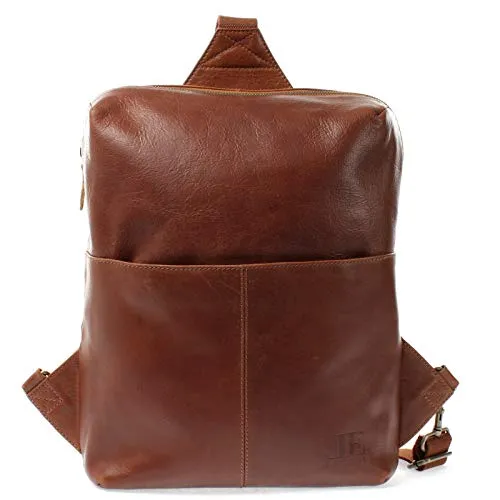 LECONI Crossbag Bodybag Lederrucksack aus Leder für Damen und Herren - Robuster Rucksack aus hochwertigem Büffelleder mit praktischem Reißverschluss und verstellbarem Trageriemen. Ideal für den Alltag, bietet er ausreichend Stauraum und eine stilvolle Optik.