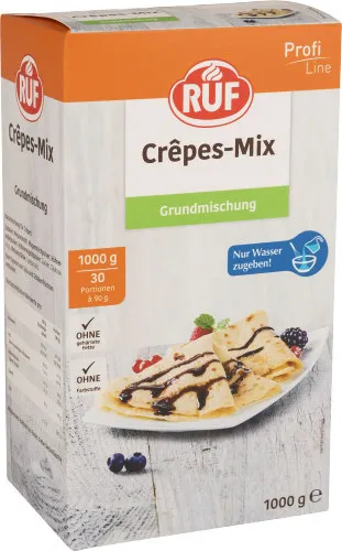 RUF Crepes Mix Backmischung für Crepesteig 1kg - Pudding & Dessertmischungen, ideal für leckere, süße Crepes mit einfachen Zubereitungsschritten für Genuss im Handumdrehen!