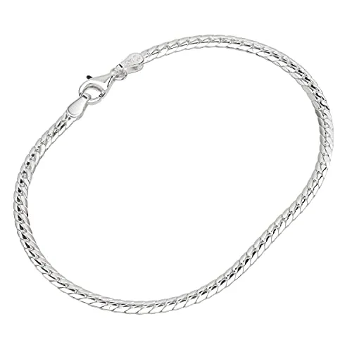 NKlaus Armband 925 Sterling Silber 19cm Panzerkette flach und gedreht Damen Armkette 12641