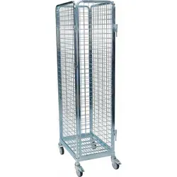 Stahlrollbehälter 460 – Robust und vielseitig - Robuster Stahlrollbehälter (500 x 700 x 1.855 mm) mit einer Traglast von 300 kg. Ideal für Lagerung und Transport, ausgestattet mit stabilen Rollen für einfache Handhabung und effiziente Logistik.