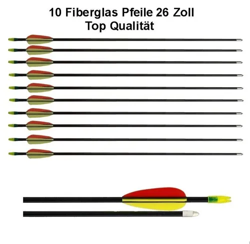 Pfeile Fiberglas 26 Zoll für Compound Recurve Bogen Bogensport Sportbogen 10