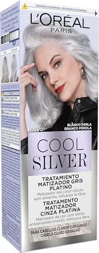 L'Oréal Paris Cool Silver Platin-Grau-Behandlung, Perlweiß, für helles, graues Haar, Haarfarbe ohne Ammoniak