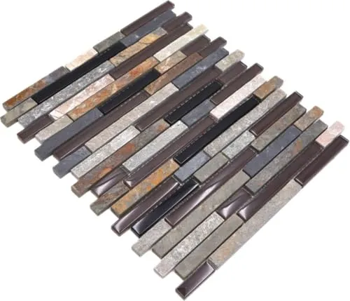 Mosaik Fliese Transluzent beige braun grau schwarz Verbund Glasmosaik Crystal Stein für WAND BAD WC DUSCHE KÜCHE FLIESENSPIEGEL THEKENVERKLEIDUNG BADEWANNENVERKLEIDUNG Mosaikmatte Mosaikplatte