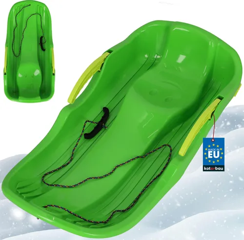 KOTARBAU® Bob mit Bremse 79 x 38 x 16 cm Plastik Kinderbob Kunststoff Schneebob Robust & Ergonomisch Grün