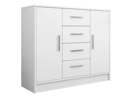MIRJAN24 Kombikommode Tokyo 120 - Alpinweiß - Moderne Kommode mit 2 Drehtüren und 4 Schubladen, ideal für stilvolle Stauraumlösungen. Maße: 120x40x100 cm, perfekt für Wohn- oder Schlafzimmer.