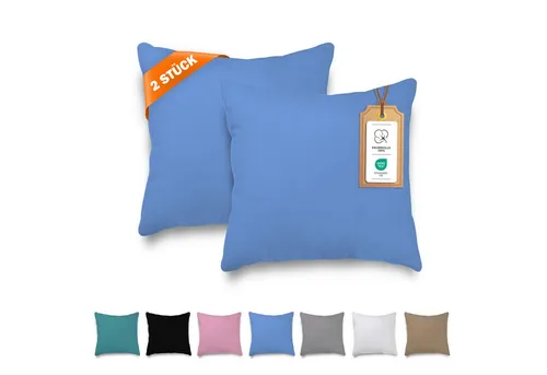 Veluna Home Kissenbezüge 100% Baumwolle(2er-Set) Renforcé Kissenbezug mit Reißverschluss, 2 Stk. - Dicht gewebt mit 57 Fäden/cm² - Kopfkissenbezug