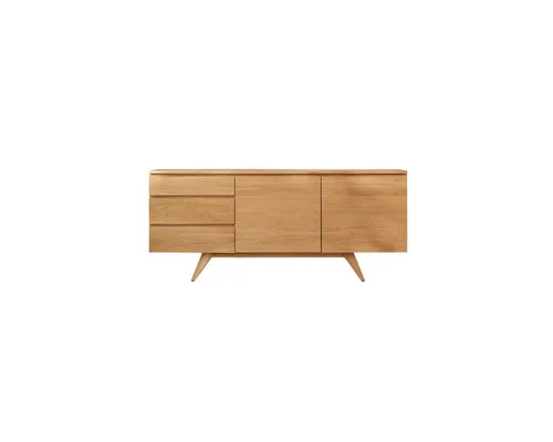 Tikamoon Sideboard Esmée aus Eichenholz 180 cm - Das elegante Sideboard Esmée aus massiver Eiche bietet viel Stauraum und ein zeitloses skandinavisches Design. Die geölte Oberfläche sorgt für eine ansprechende Optik und hochwertige Verarbeitung. Ideal für jedes Zuhause.