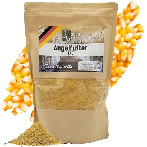 Zite Fishing Grundfutter Karpfen-Angeln - Starke Lockwirkung auf Friedfische - 1kg Hochwertiges Groundbait Karpfen-Futter Wiederverschließbar - Ideal auch für Brassen, Rotaugen & Mehr (Süßer Mais)