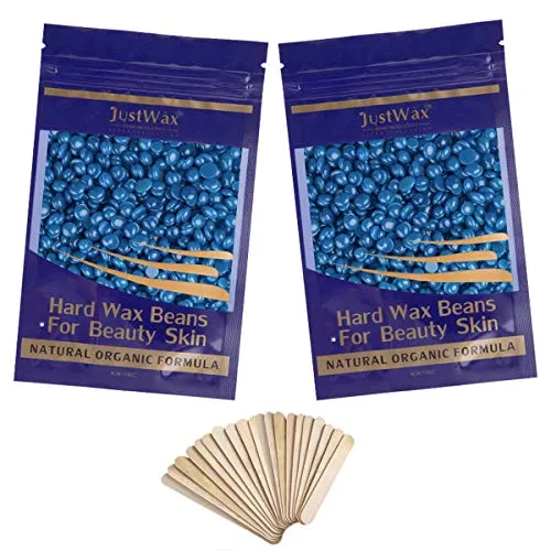 Enthaarung Wachsbohnen -Hard Wax Beans -Wachskugeln Haarentfernung -Wachsperlen -Wax Perlen Klein -Heisswachs Perlen -Warmwachs Perlen -Waxing Pearls mit 20 Holzspatel -200g (Kamille)