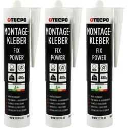 3x TECPO Universal Montagekleber Ultra FIX Power Baukleber 480g Weiß