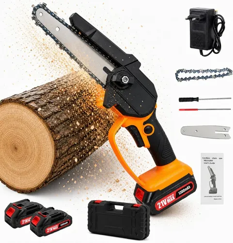 Blossom Akku-Kettensäge 6 Zoll + 4 Zoll – 2-in-1 Mini Kettensäge für Gartenarbeiten