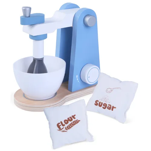 Rührgerät Kinderküche Holz Mixer Set Küchenmaschine Standmixer für Kinder blau