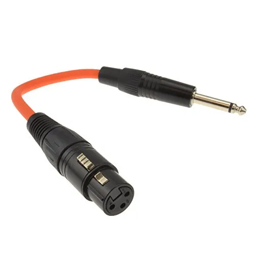 6,35 mm Mono Klinkenstecker Stecker Zum XLR 3 Polig Buchse Adapter Kabel Orange 20 cm
