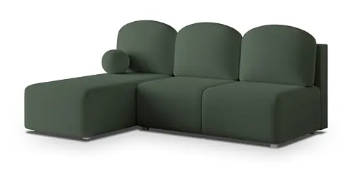 Masseno Ecksofa Trama Q mit Schlaffunktion L-Form, Sofa mit Bettkasten, Wohnzimmersofa, Couch, Soffa, Bettsofa, Couchgarnitur- Grün, Quelle 37