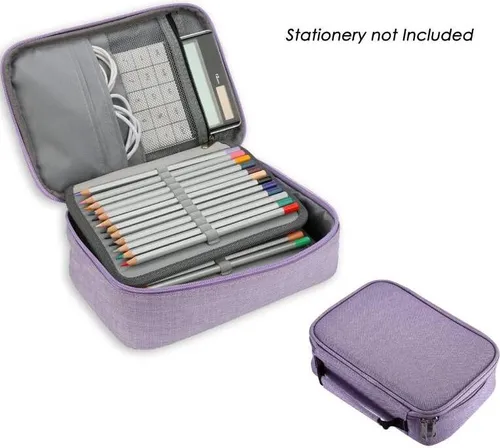 Slots Federmappe Super große Kapazität Bleistift-Beutel Studenten Stationäre Fall Bleistifte Federmäppchen mit Innentasche für kleine Gadgets, lila 72