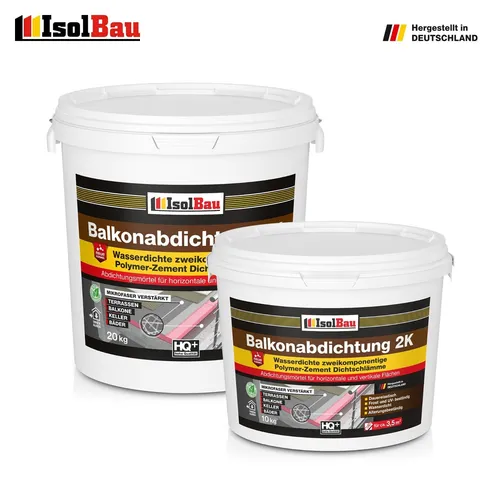 Balkonabdichtung 2K Dichtschlämme Abdichtung Set Terrasse Balkone Bad 30 kg