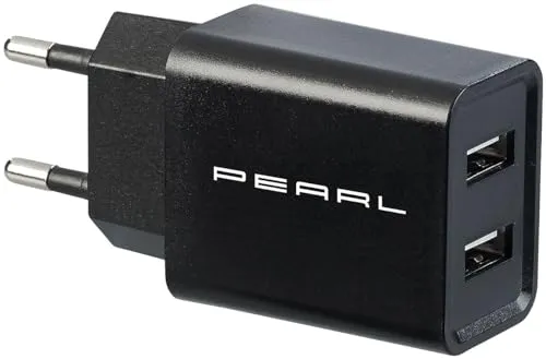 PEARL USB Ladegerät: 2-Port-USB-Netzteil für Mobilgeräte, USB-A, 2,4 A / 12 W, schwarz (Netzteil mit USB Anschluss, 5 Volt Netzteil, Netzstecker Adapter)