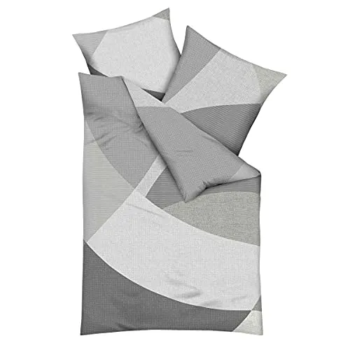 Traumschlaf Biber Bettwäsche Vista Zinn, 1 Bettbezug 140 x 200 cm + 1 Kissenbezug 70 x 90 cm - Bettwäsche-Sets aus kuscheligem Biber, ideal für den Winter. Temperaturausgleichend und hautsympathisch für einen erholsamen Schlaf.