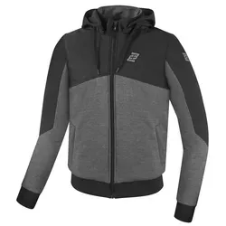 Bogotto Finish-R Motorrad Zip Hoodie, schwarz-grau, Größe 4XL für Männer - Robuster Zip Hoodie für Motorradfahrer, bietet optimalen Tragekomfort und integrierte Protektoren für zusätzlichen Schutz. Ideal für Fahrten bei jedem Wetter.