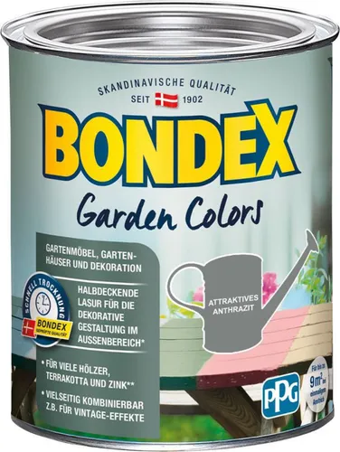 Bondex Garden Colors Anthrazit 0,75 L | Halbdeckende Holzfarbe für Ihren Garten