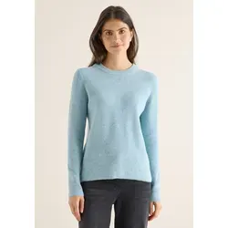 Strickpullover CECIL, Damen, Gr. L (42), faded blau melange, Web, 37% Baumwolle, 34% Polyacryl, 26% Polyester, 3% Elasthan, unifarben, normal normal, Rundhals, Bündchen, Pullover Strickpullover, aus Feinstrick