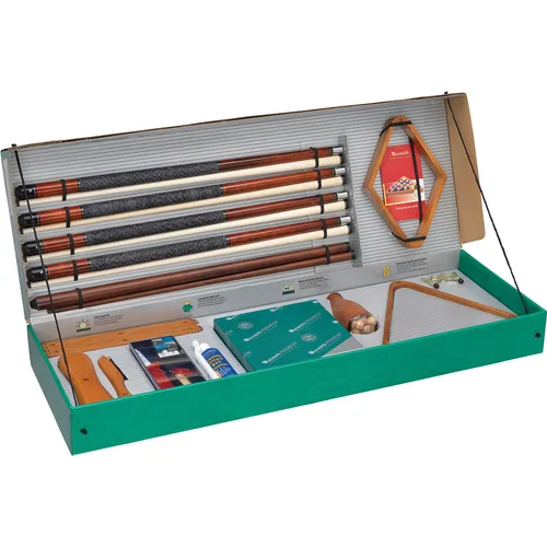 Aramith Premium Poolbillard Zubehörset mit 145 cm und 120 cm Queues - Hochwertiges Billardzubehörset mit langlebigen Queues für ein optimales Spielerlebnis. Ideal für Freizeit- und Profispieler.