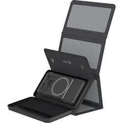 XLayer Powerbank 220150 mit Solar Panel - Powerbank mit 10.000 mAh, 20 Watt Ladeleistung und drahtlosem MagSafe. Perfekt für Outdoor-Aktivitäten dank 5 Solarpanels und kabelloser Ladefunktion.