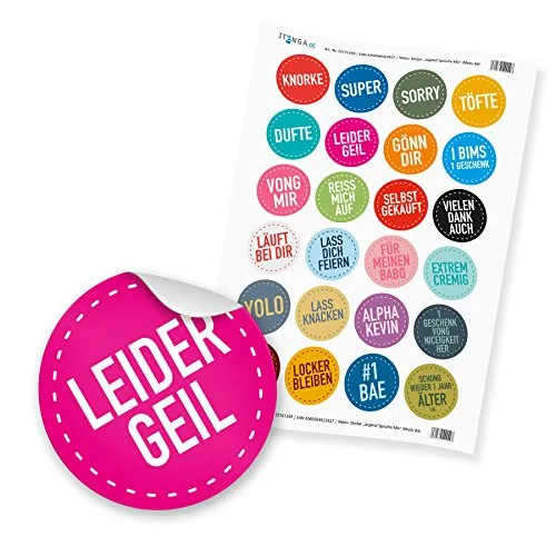 itenga Sticker Aufkleber Etikett „Jugend Sprüche Mix“ (Motiv 84) 24 x