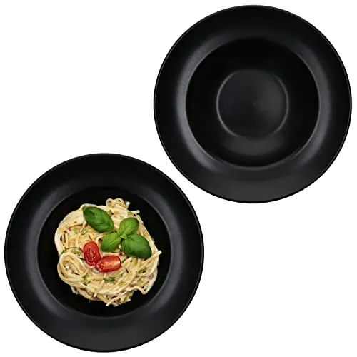 MamboCat Pastateller 2er Set Nero schwarz 27cm - Elegante Pastateller aus Steingut, ideal für stilvolle Tischgedecke und Genussmomente.