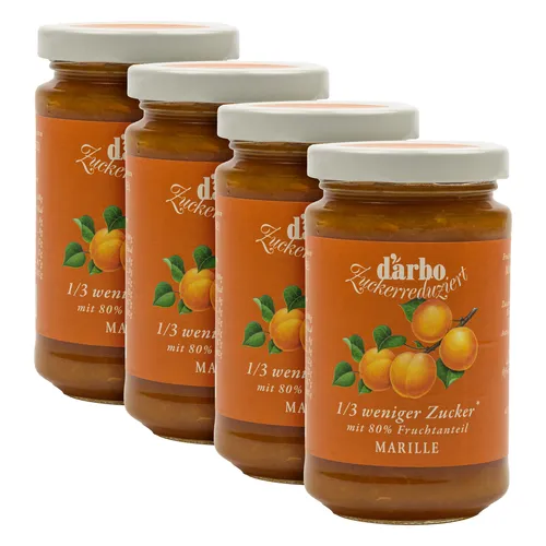 Food-United Aprikose Marille Zuckerreduziert FRUCHTAUFSTRICH DARBO 4x 250g Glas