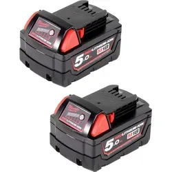 Milwaukee Akku Starter 18V Set mit 2x M18 B5 Akku 18V 5,0Ah - Zubehör für Elektrowerkzeug, leistungsstarkes Set mit 2 langlebigen 5,0Ah Akkus für optimale Leistung und lange Einsatzzeiten.