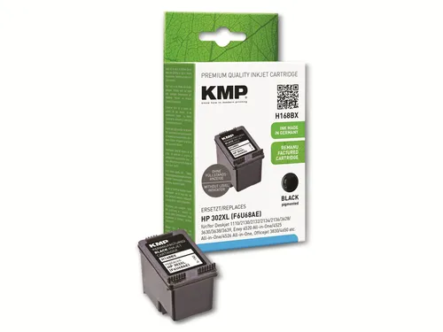 KMP Tintenpatrone kompatibel zu HP 302XL (F6U68AE), schwarz 1745,4001