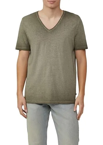 QS Gewaschenes T-Shirt mit Rollkante in Melange-Optik